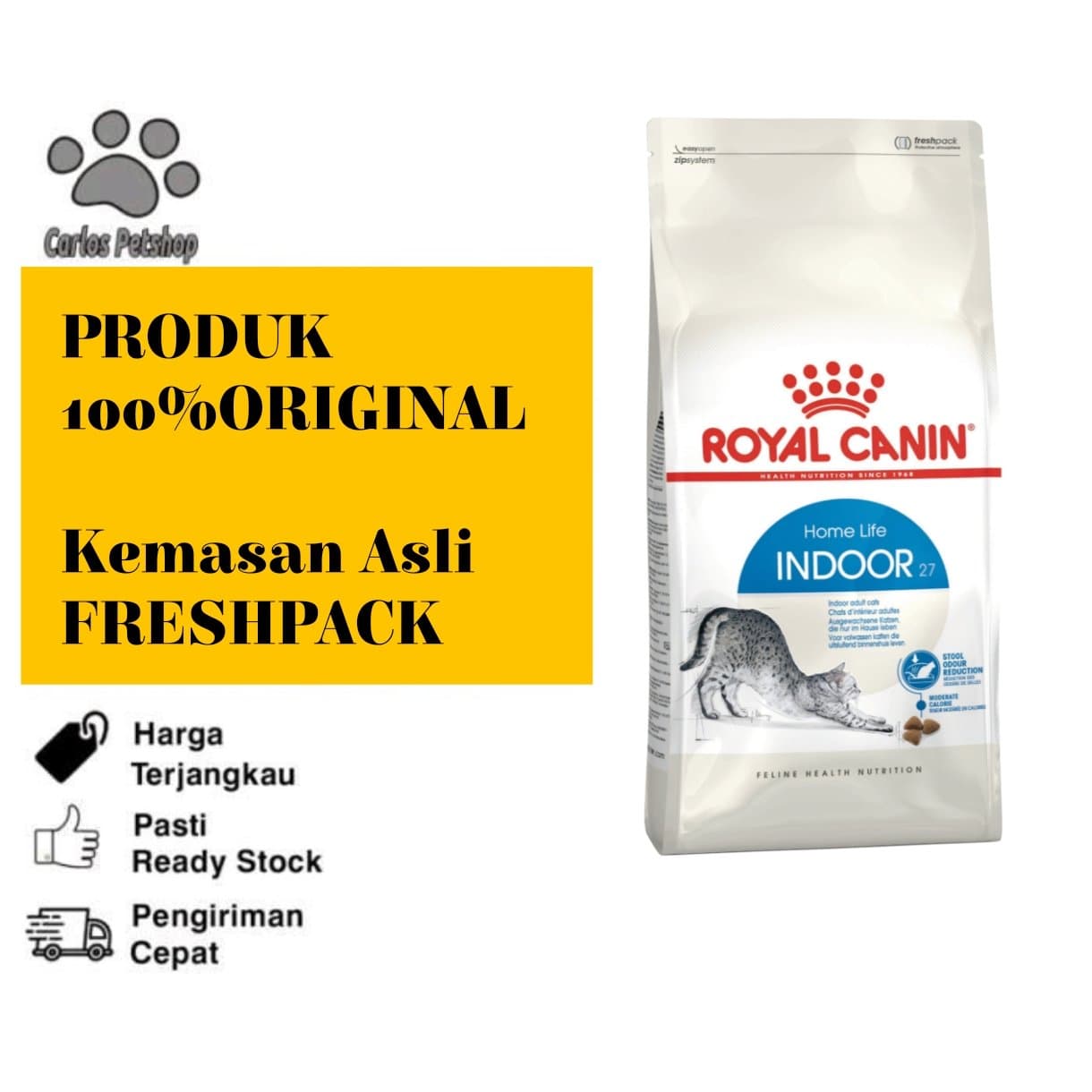 Royal Canin Indoor 27 Freshpack Makanan Kering Kucing Dewasa