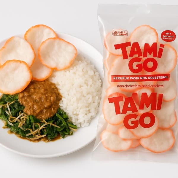 Kerupuk Pasir Tamigo / Kriaq Kriuq Non Kolesterol 100gr Rasa Polet Oren Trasi