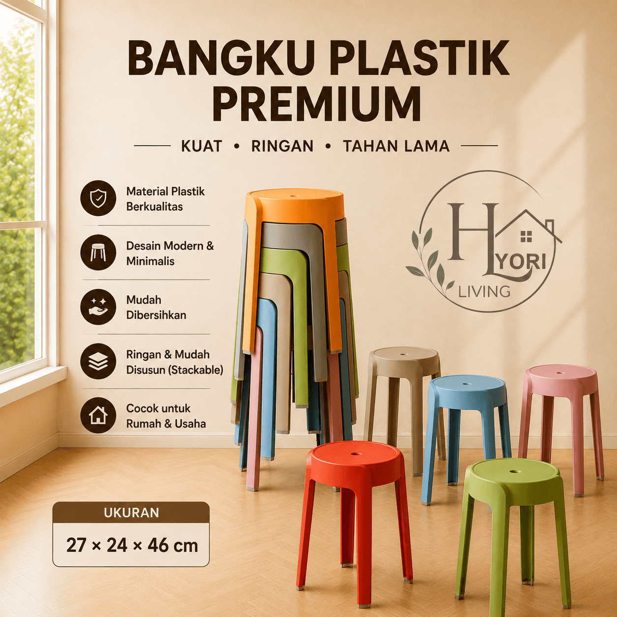Kursi Plastik Bundar Elegan MultiFungsi