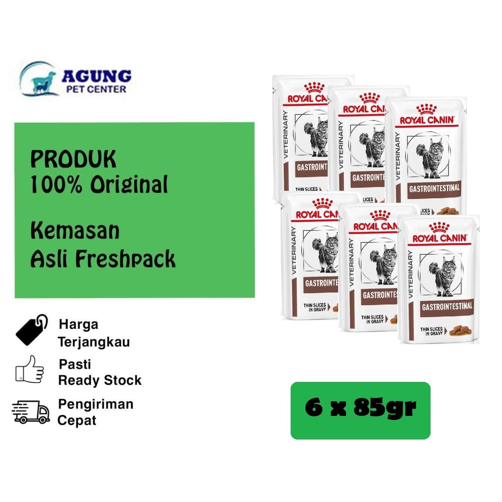 Royal Canin Gastro Intestinal Cat Pouch 6x85g - Makanan Kucing