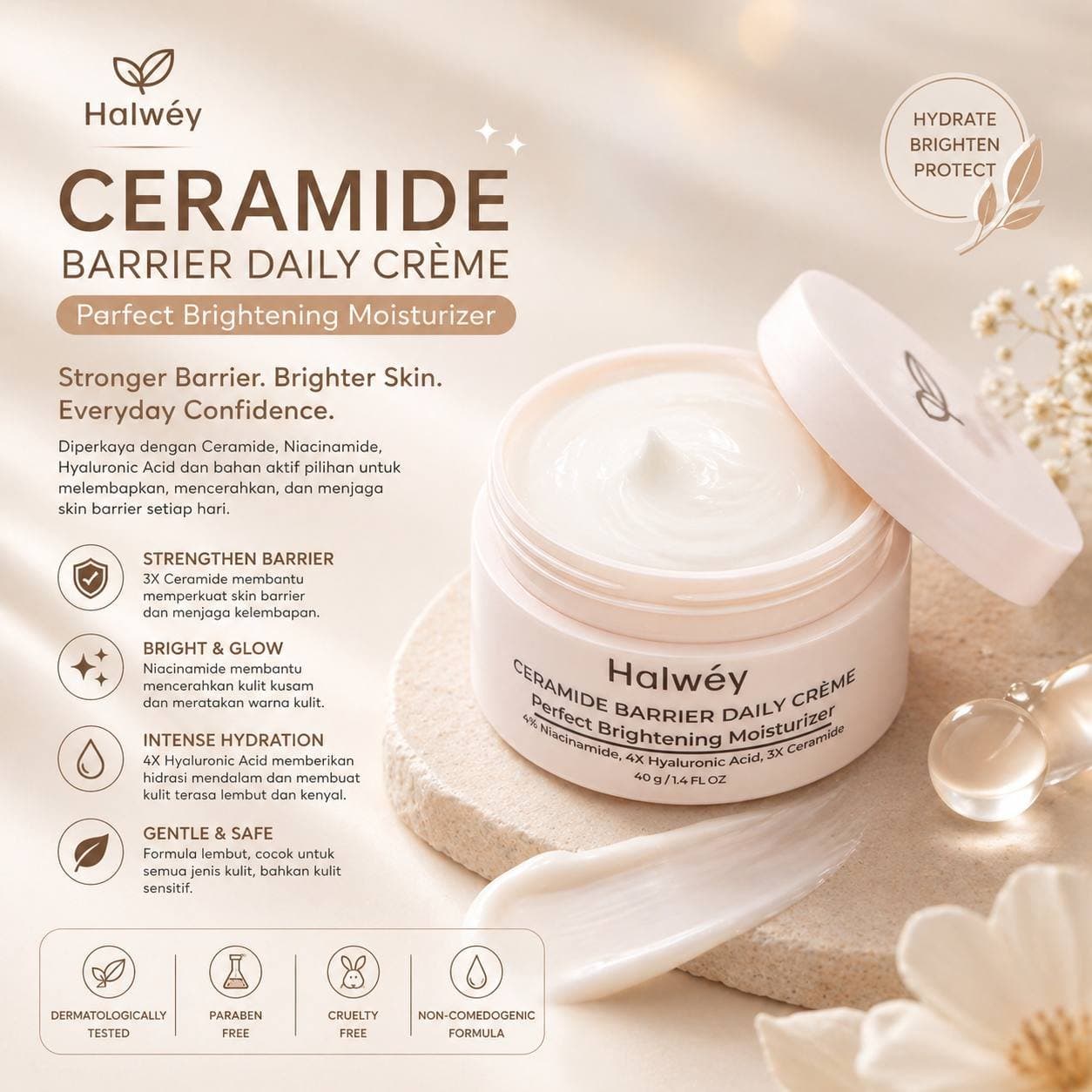 Moisturizer Ceramide Barrier Daily Creme Perfect Brightening
