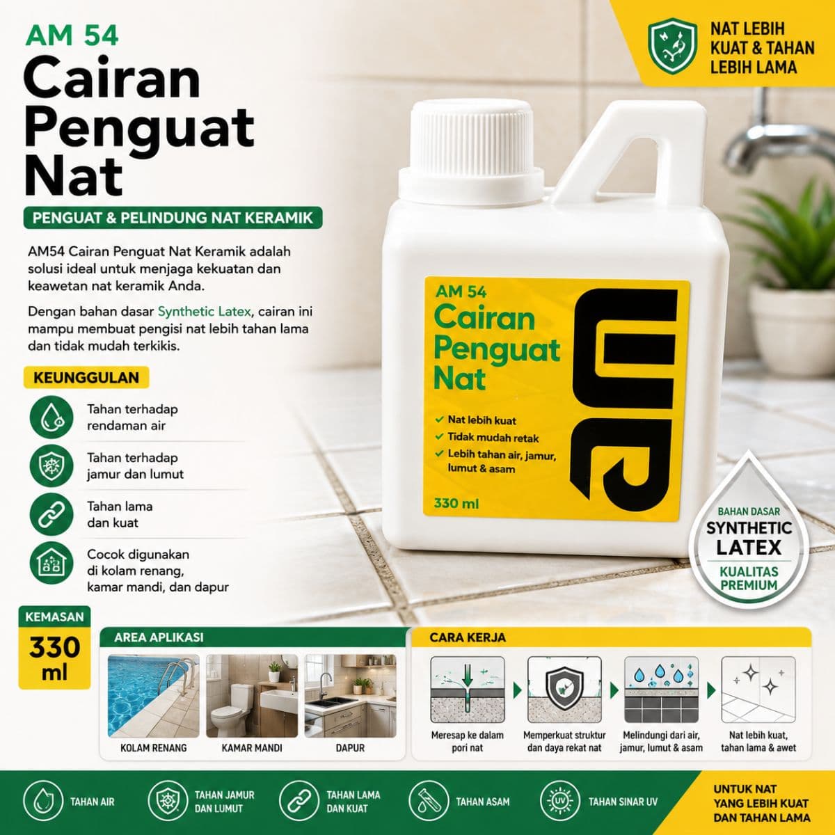 Cairan Pengeras Nat Keramik AM54 330ml - Tahan Jamur dan Lumut