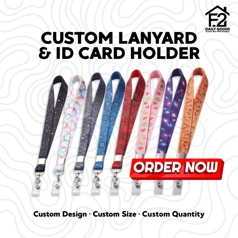 Lanyard Custom Tali ID Card Printing Tissue 2cm Full Color / Cetak Tali Nametag Custom Nama Logo Event Kantor Murah