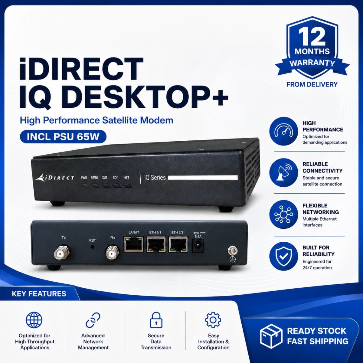 Modem iDirect iQ Desktop dengan PSU 65W - Kinerja Tinggi