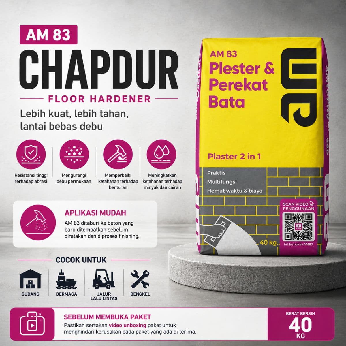 AM 83 Pengeras Lantai Beton 40kg - Hardener Terbaik