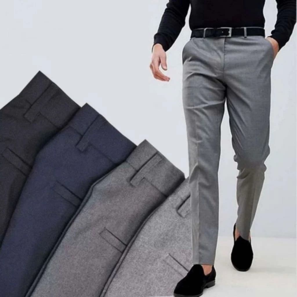 Celana Formal Pria Slimfit Bahan Kain Woll