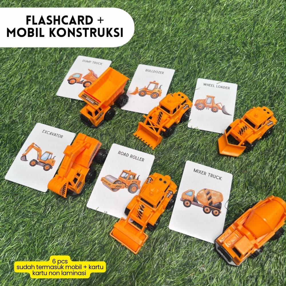 Mainan Alat Berat Edukatif dengan Flashcard Warna-Warni