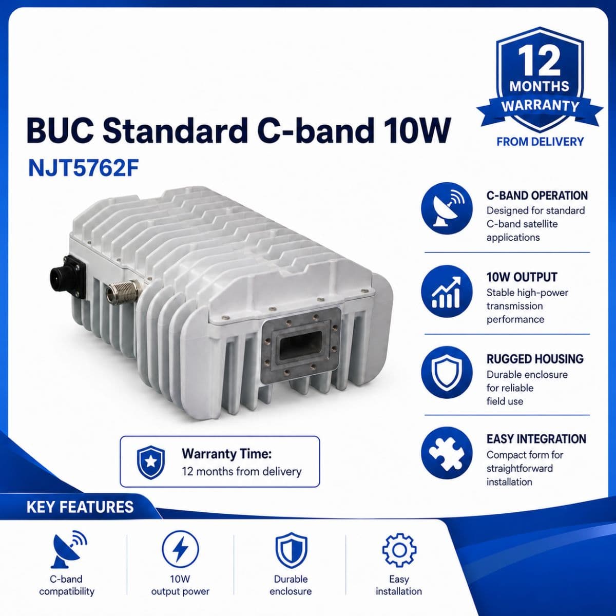 BUC Standard C-band 10W NJT5762F - High Efficiency