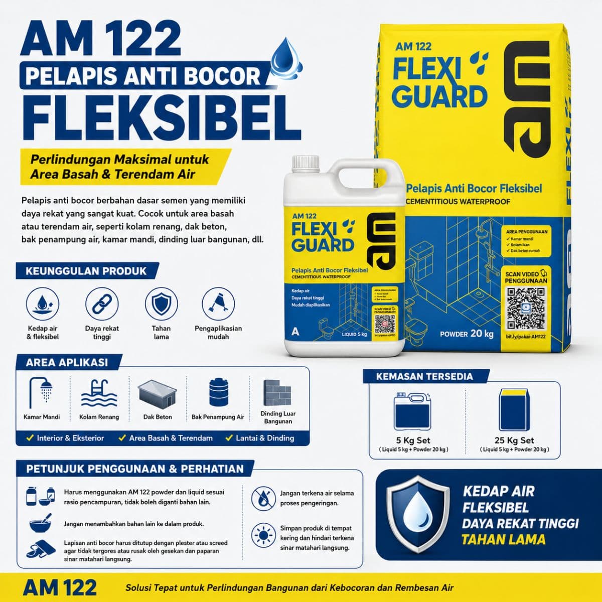 AM 122 Cometitious Waterproofing 5Kg - Pelapis Anti Bocor