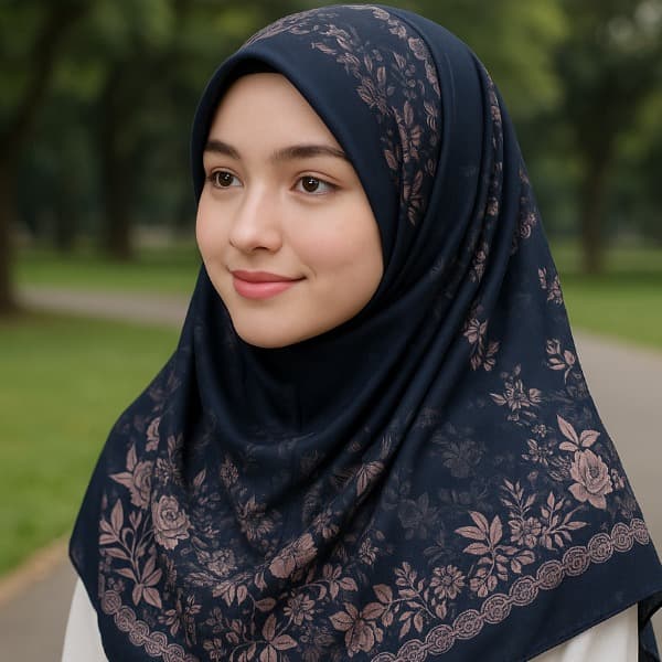 Hijab Voal Motif Premium 110x110 - Nyaman dan Stylish