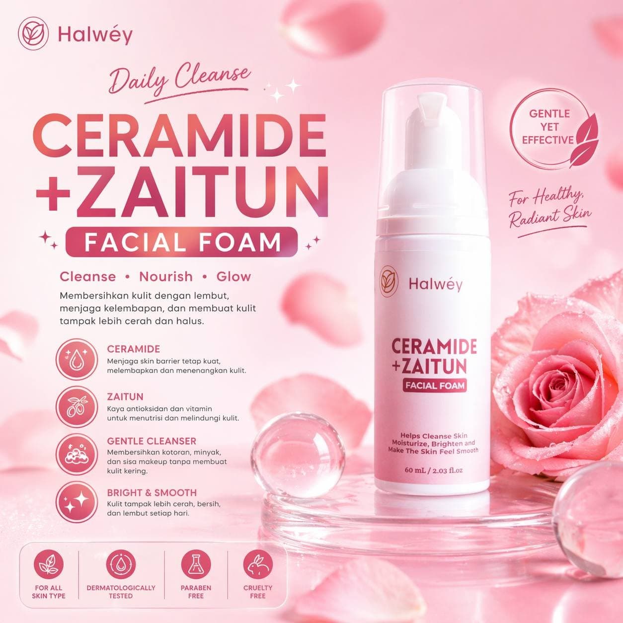 Facial Foam Ceramide+Zaitun Halwey