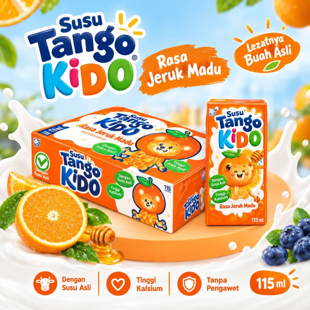 Susu UHT Tango Kido Rasa Jeruk Madu 115 ml 5pcs