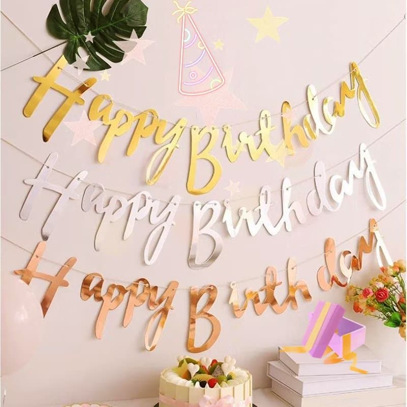 Banner Sambung Happy Birthday Flag Happy Birthday Dekorasi Ulang Tahun Ceria dan Menarik untuk Pesta