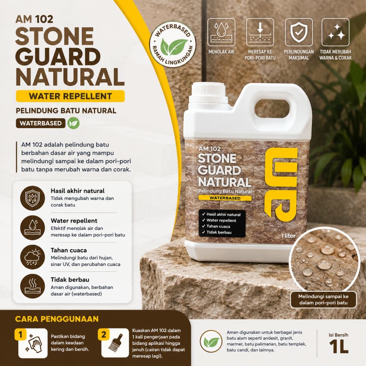 AM 102 Stone Guard Water Repellent 1L - Pelindung Batu Natural