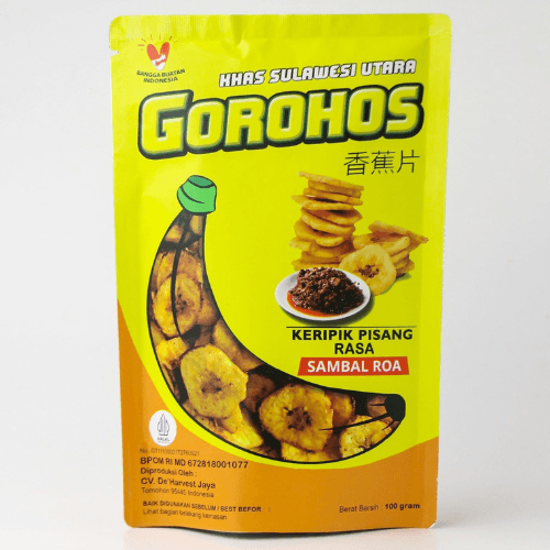 Keripik Pisang Goroho Rasa Sambal Roa 100 gr - Gorohos