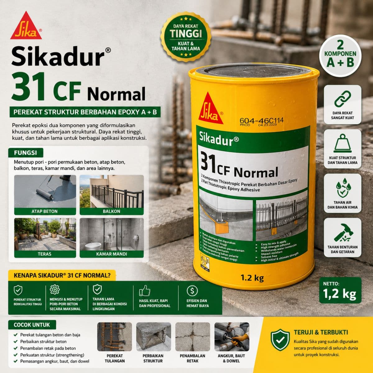 Sikadur 31 CF Normal Epoxy Perekat Struktur 1,2 Kg