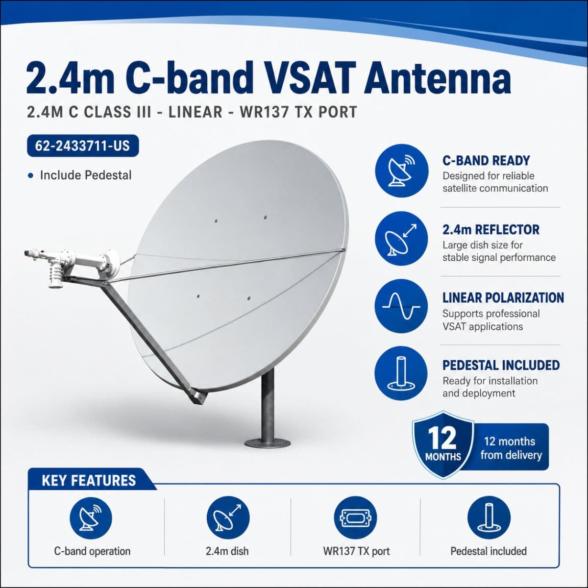 Antenna VSAT C-band 2.4m Skyware - Sistem Antena Kelas III