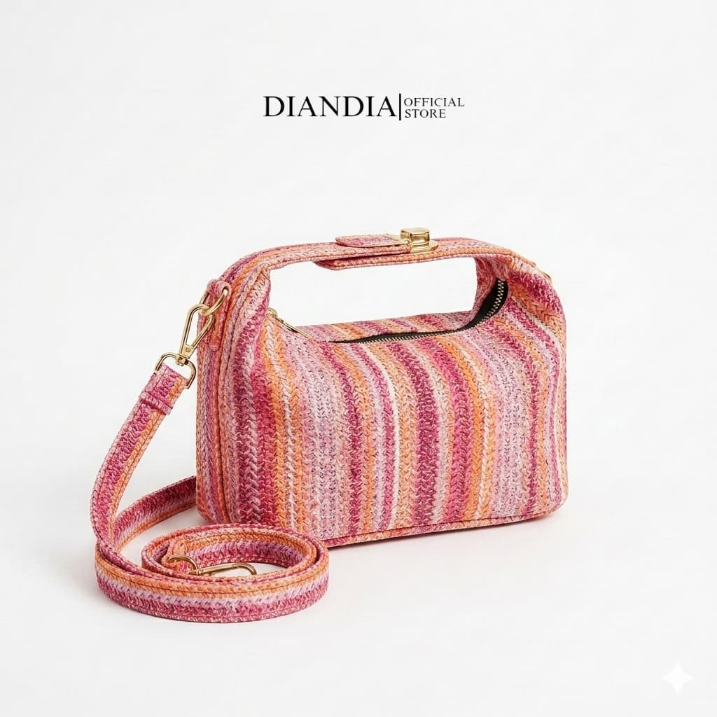 Diandia - Tas Wanita FREYA Tas Wanita Selempang & Bahu Wanita Shoulder Bag Motif Salur Gaya Korea Modis Desain Niche Trendy